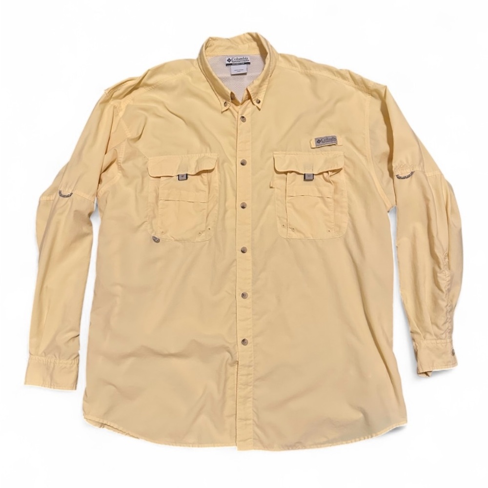 Columbia Men’s PFG Lightweight Long Sleeve Button Up Shirt Yellow Size XL